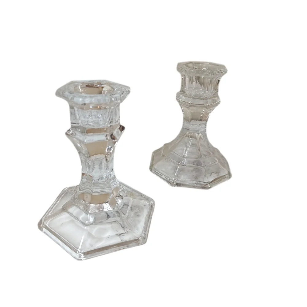 Clear Glass Taper Candle Holders Candlesticks
